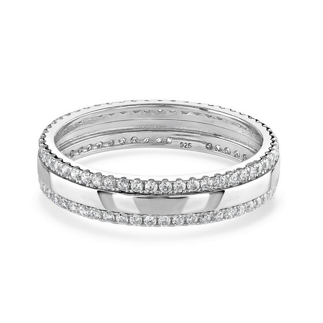 Micro set Split 2 row Band CZ ring